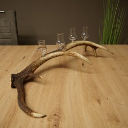 Set da liquore: 4 bicchierini con stelo su un corno di cervo rosso - Regalo 27.60.2.81