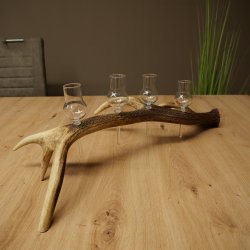 Set da liquore: 4 bicchierini con stelo su un corno di cervo rosso - Regalo 27.60.2.81