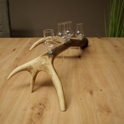 Set da liquore: 4 bicchierini con stelo su un corno di cervo rosso - Regalo 27.60.2.81