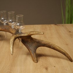 Set da liquore: 4 bicchierini con stelo su un corno di cervo rosso - Regalo 27.60.2.82