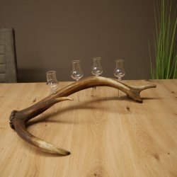 Set da liquore: 4 bicchierini con stelo su un corno di cervo rosso - Regalo 27.60.2.83