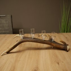 Set da liquore: 4 bicchierini con stelo su un corno di cervo rosso - Regalo 27.60.2.84