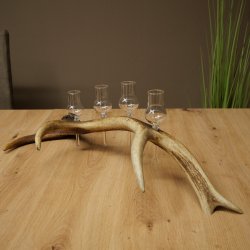 Set da liquore: 4 bicchierini con stelo su un corno di cervo rosso - Regalo 27.60.2.84
