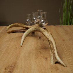 Set da liquore: 4 bicchierini con stelo su un corno di cervo rosso - Regalo 27.60.2.84