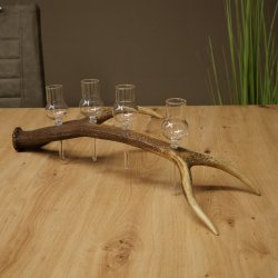 Set da liquore: 4 bicchierini con stelo su un corno di cervo rosso - Regalo 27.60.2.85