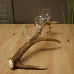 Set da liquore: 4 bicchierini con stelo su un corno di cervo rosso - Regalo 27.60.2.86