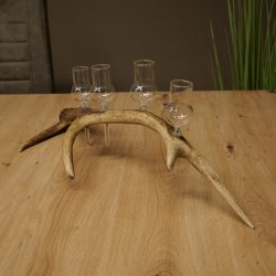 Set da liquore: 4 bicchierini con stelo su un corno di cervo rosso - Regalo 27.60.2.86