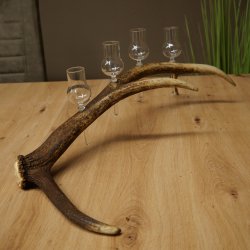 Set da liquore: 4 bicchierini con stelo su un corno di cervo rosso - Regalo 27.60.2.87