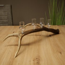 Set da liquore: 4 bicchierini con stelo su un corno di cervo rosso - Regalo 27.60.2.87