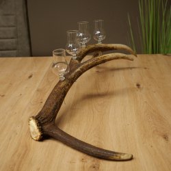 Set da liquore: 4 bicchierini con stelo su un corno di cervo rosso - Regalo 27.60.2.87
