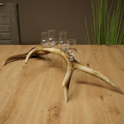 Set da liquore: 4 bicchierini con stelo su un corno di cervo rosso - Regalo 27.60.2.88