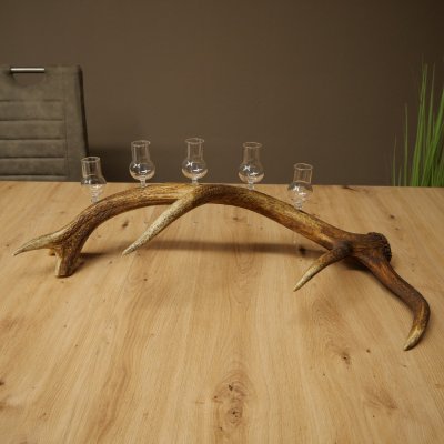 Set da liquore: 5 bicchierini con stelo su un corno di cervo rosso - Regalo 27.60.2.95