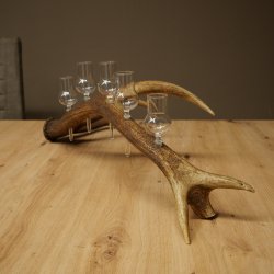 Set da liquore: 5 bicchierini con stelo su un corno di cervo rosso - Regalo 27.60.2.95