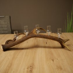 Set da liquore: 5 bicchierini con stelo su un corno di cervo rosso - Regalo 27.60.2.95