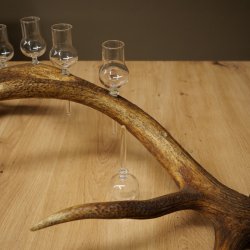 Set da liquore: 5 bicchierini con stelo su un corno di cervo rosso - Regalo 27.60.2.95
