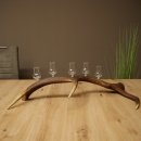 Lot de 5 petits verres à schnaps avec pied, présentés sur un support en bois de cerf rouge - Cadeau 27.60.2.102