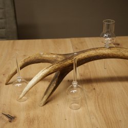 Liqueur Set: 5 Small Stemmed Glasses on a Red Deer Antler Stand – Gift Set 27.60.2.97