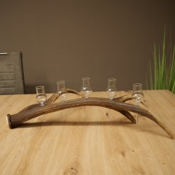 Liqueur Set: 5 Small Stemmed Glasses on a Red Deer Antler Stand – Gift Set 27.60.2.97