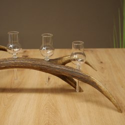 Liqueur Set: 5 Small Stemmed Glasses on a Red Deer Antler Stand – Gift Set 27.60.2.97