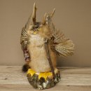 Wolpertinger "Wolpi" Large Muskrat Taxidermy Specimen with Green Eyes, Wings, Antlers, Cane, and Lantern; Height 38 cm; Mythical Creature; Fun Gift; 86.14.14