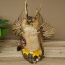 Wolpertinger "Wolpi" Large Muskrat Taxidermy Specimen with Green Eyes, Wings, Antlers, Cane, and Lantern; Height 38 cm; Mythical Creature; Fun Gift; 86.14.14