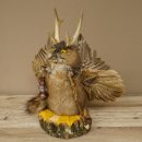 Wolpertinger "Wolpi" Large Muskrat Taxidermy Specimen with Yellow Eyes, Wings, Antlers, Cane, and Lantern; Height 37 cm; Mythical Creature; Fun Gift; 86.14.15