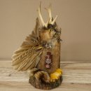 Wolpertinger "Wolpi" Large Muskrat Taxidermy Specimen with Yellow Eyes, Wings, Antlers, Cane, and Lantern; Height 37 cm; Mythical Creature; Fun Gift; 86.14.15