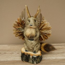 Wolpertinger Marble Stuffed Toy Mythical Creature with Wings, Beard, and Antlers Wolpi 86.16.47