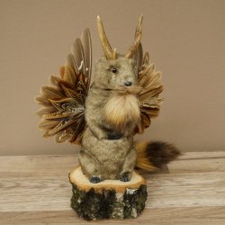 Wolpertinger Marble Stuffed Toy Mythical Creature with Wings, Beard, and Antlers Wolpi 86.16.47