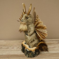 Wolpertinger Marble Stuffed Toy Mythical Creature with Wings, Beard, and Antlers Wolpi 86.16.47