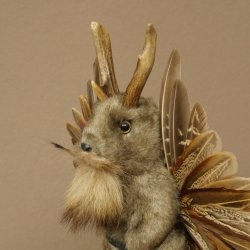 Wolpertinger Marble Stuffed Toy Mythical Creature with Wings, Beard, and Antlers Wolpi 86.16.47
