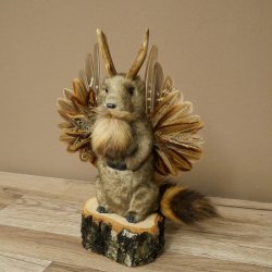 Wolpertinger Marble Stuffed Toy Mythical Creature with Wings, Beard, and Antlers Wolpi 86.16.47