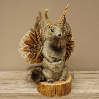 Wolpertinger Marble Stuffed Toy Mythical Creature with Wings, Beard, and Antlers Wolpi 86.16.48