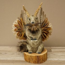 Wolpertinger Marble Stuffed Toy Mythical Creature with Wings, Beard, and Antlers Wolpi 86.16.48