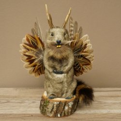 Wolpertinger Marble Stuffed Toy Mythical Creature with Wings, Beard, and Antlers Wolpi 86.16.51