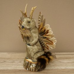 Wolpertinger Marble Stuffed Toy Mythical Creature with Wings, Beard, and Antlers Wolpi 86.16.51