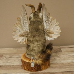 Wolpertinger knuffel, opgezette knuffel van een fabelwezen met vleugels, baard en gewei, Wolpi 86.16.55