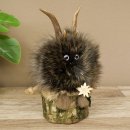 Wolpertinger «Wolpi», modelo mini, sobre base de madera, edelweiss y ojos morados, altura 21 cm, 86.1.3.54