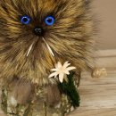Wolpertinger Wolpi Präparat Mini auf Holz Edelweiss...