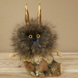 Wolpertinger Wolpi Mini, espécimen disecado con ojos amarillos, altura 22 cm, 86.1.1.55