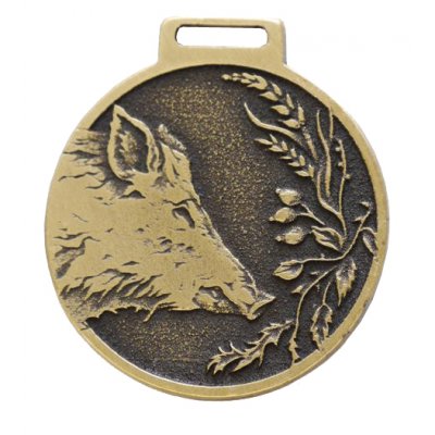 Wildschwein Deko Medaille GOLDFARBEN Auszeichnung Pr&auml;mierung