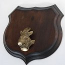 1x Wappenschild Wildschwein Trophäenschild Wappenform, AF 15cm, mit Keiler Kopf Abdeckung klein