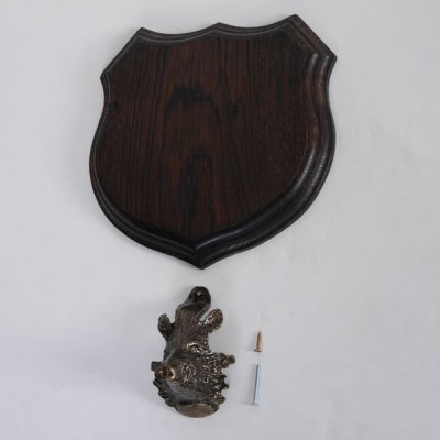 1x Wappenschild Wildschwein Troph&auml;enschild Wappenform, AF 17cm, mit Keiler Kopf Abdeckung gro&szlig;