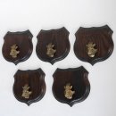5x Wappenschild Wildschwein Trophäenschild Wappenform, AF 15cm, mit Keiler Kopf Abdeckung klein