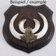 1x Wappenschild Wildschwein Trophäenschild Wappenform, AF 17cm, mit Eichenlaub Deckblatt massiv + klein