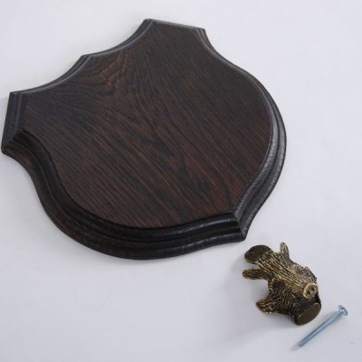 1x Wappenschild Wildschwein Troph&auml;enschild Wappenform, AF 17cm, mit Keiler Kopf Abdeckung klein