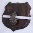 1x Wappenschild Wildschwein Trophäenschild Wappenform, AF 19cm, mit Keiler Kopf Abdeckung groß