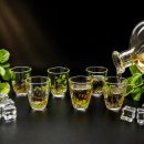 Set de 6 verres à schnaps « courts » avec motif chasse coloré - 2 cl -