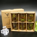 Set de 6 verres à schnaps « courts » avec motif chasse coloré - 2 cl -