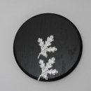 Keilerschild Keilerbrett Gewaffbrett Trophäenschild rund dunkel AF 15 cm mit 2 Stück Aluminium Eichenlaub Deckblatt